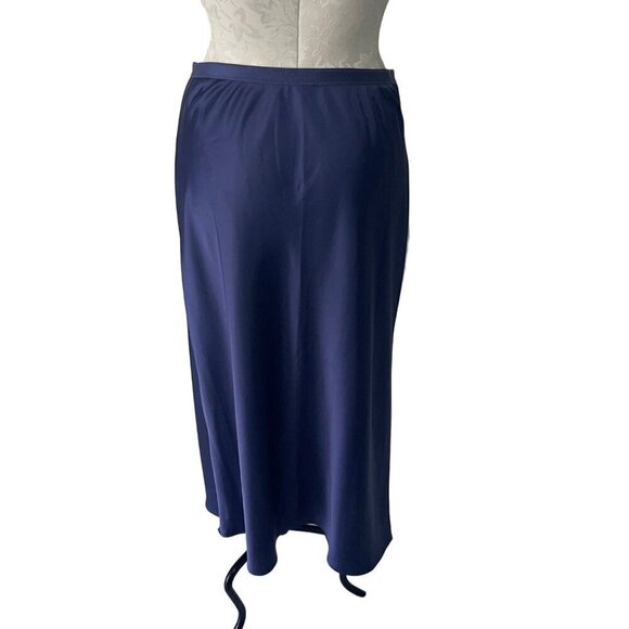 Victorias Secret Womens Skirt Size Medium Blue Satin Slip Midi Elastic Waist - Picture 3 of 8
